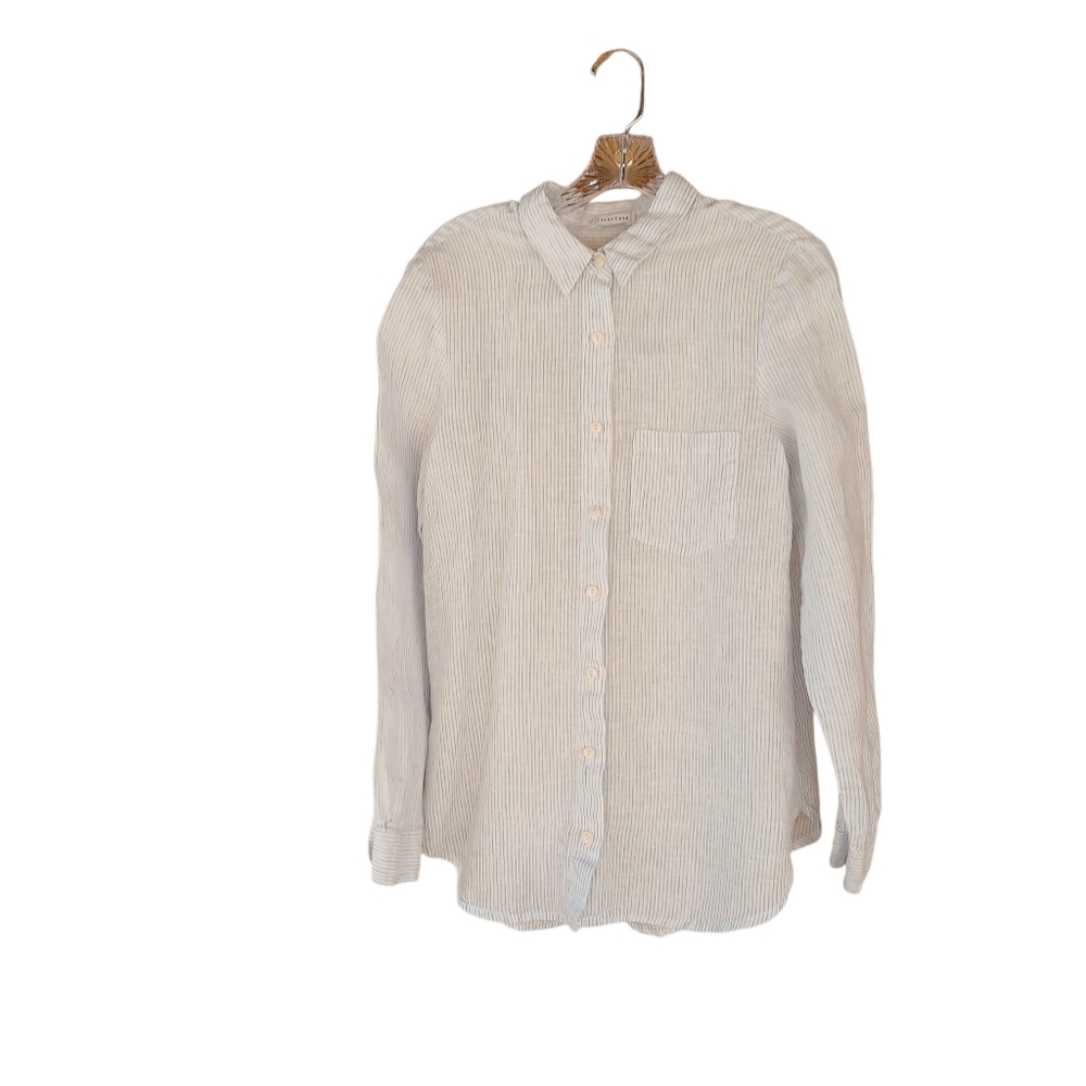 LinenCasa Light Blue Striped Button Down Shirt Small